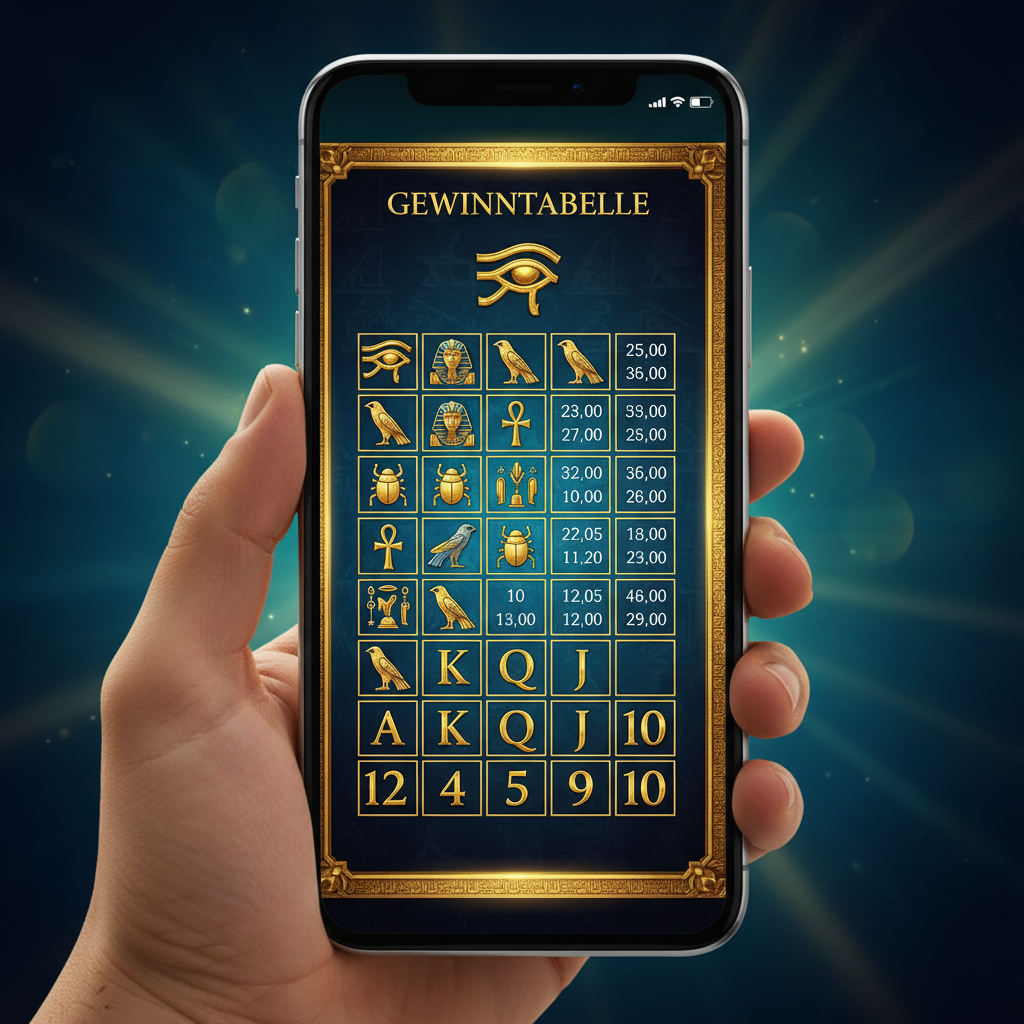 Eye of Horus - Gewinntabelle auf dem Smartphone